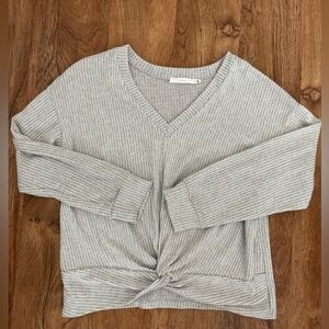 LUSH Twist Front Grey Sweater